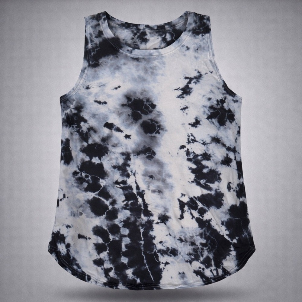 Southern Bliss‎ Company Black White Tie Dye Tank Top XXLarge Cotton Curved Hem